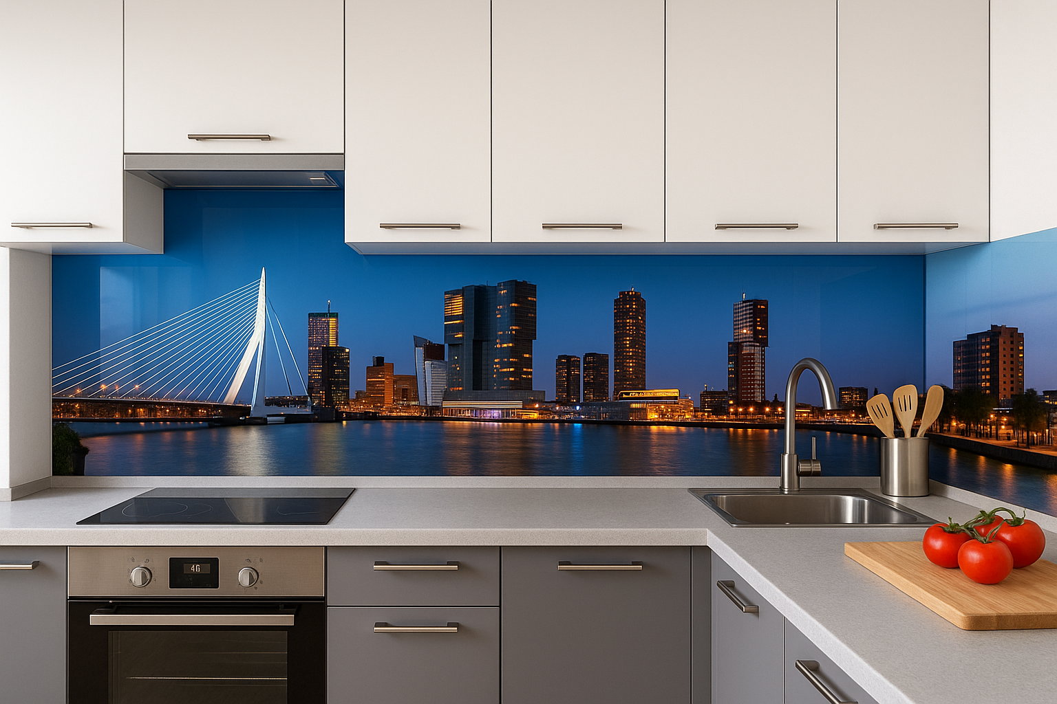 Glazen achterwand keuken Rotterdam