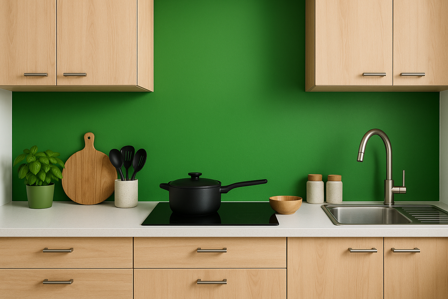 Groene achterwand keuken