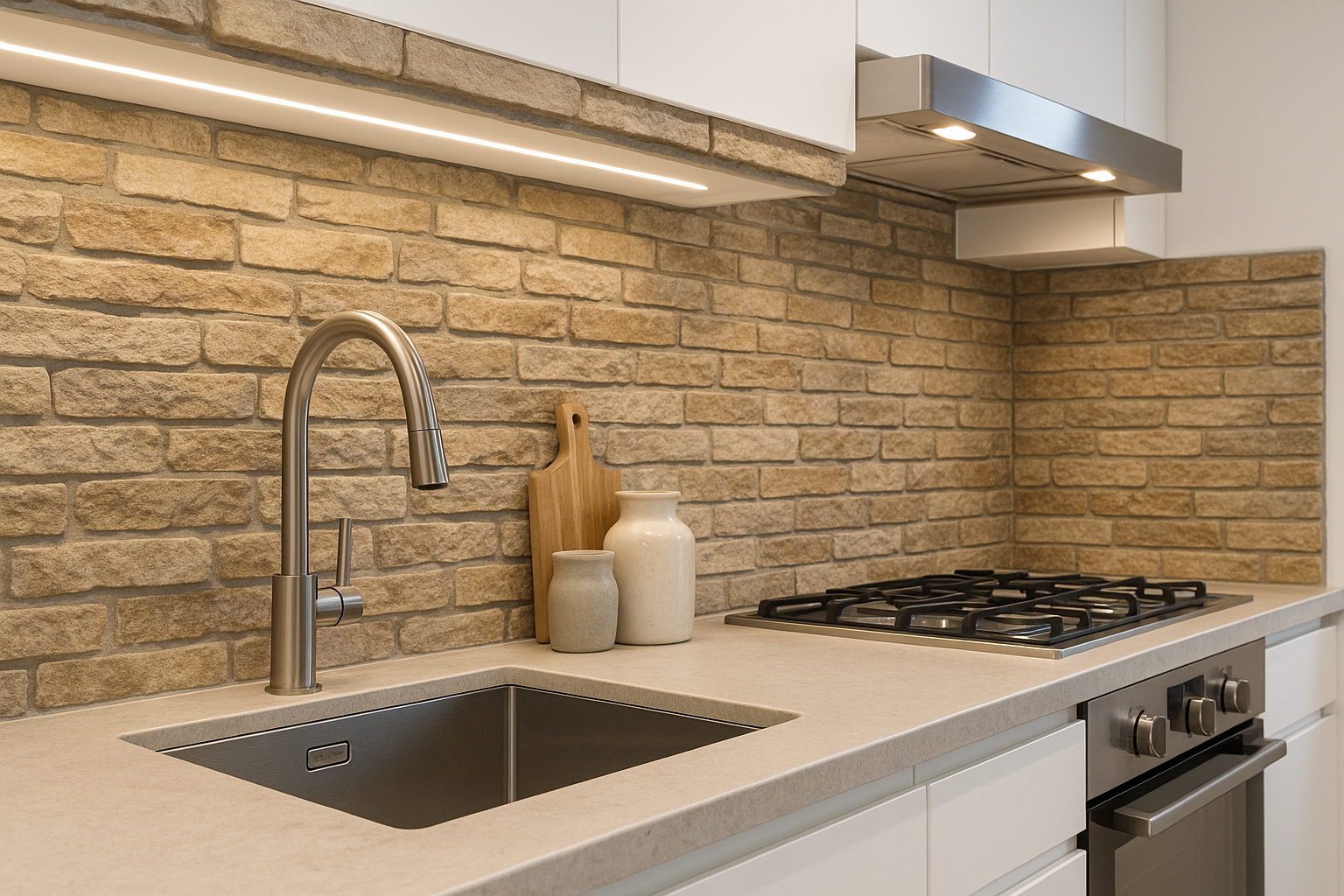 Steenstrips keuken achterwand