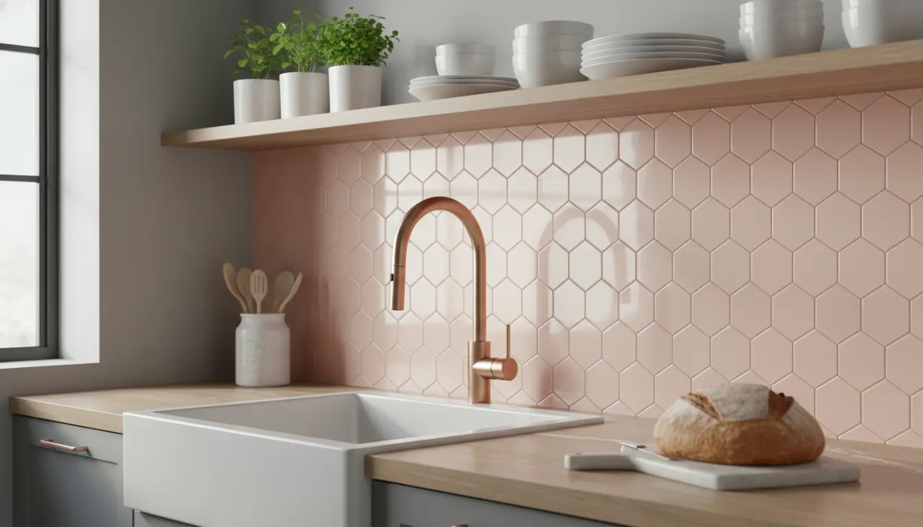 Tegels keuken achterwand roze