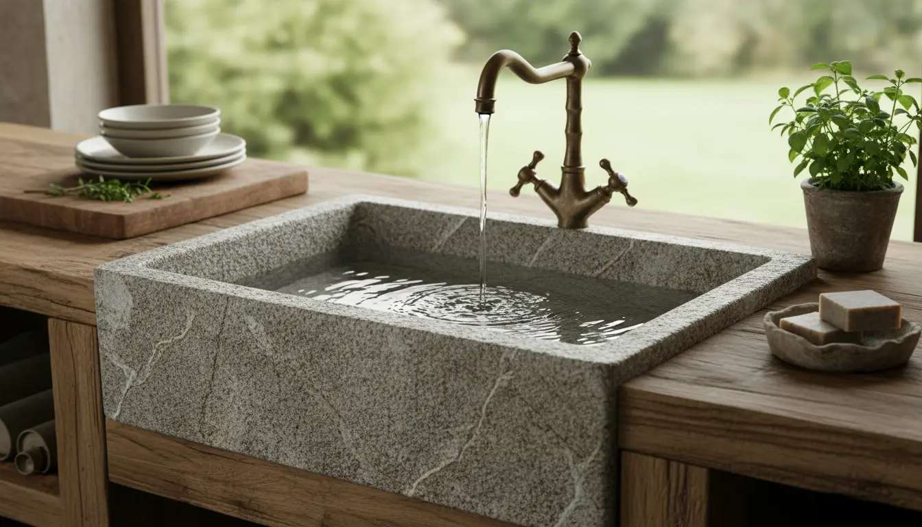 Stenen spoelbak keuken