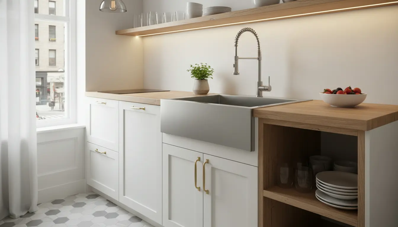 Kleine keuken met spoelbak