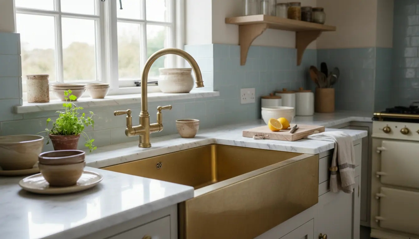 Messing spoelbak keuken