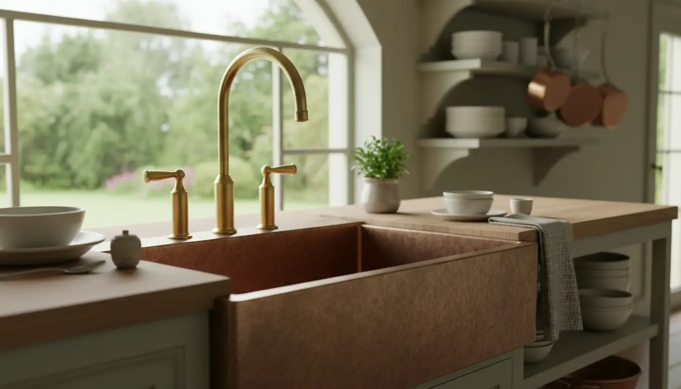 Koperen spoelbak keuken