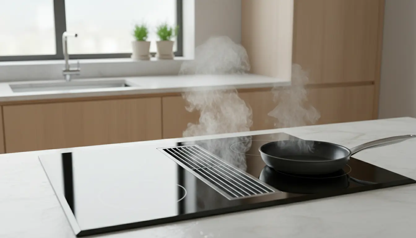 Elektrische kookplaat met geïntegreerde afzuiging